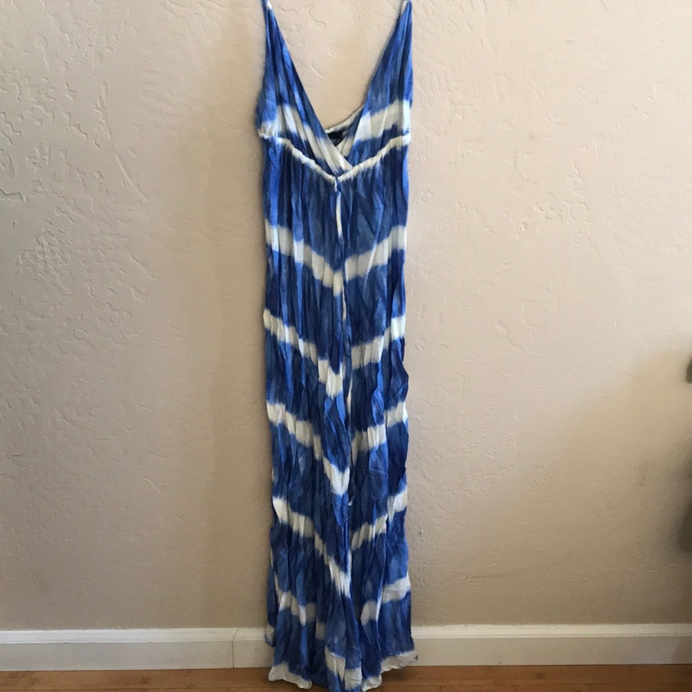 Blue and white ty die maxi dress